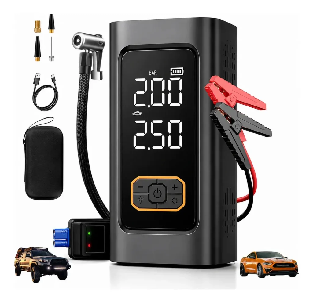 Arrancador Auto Compresor Portatil 4 en 1